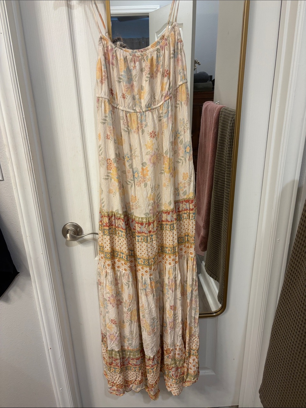 O'Neill Cream Maxi Dress with Pastel Floral and Earthy Trim